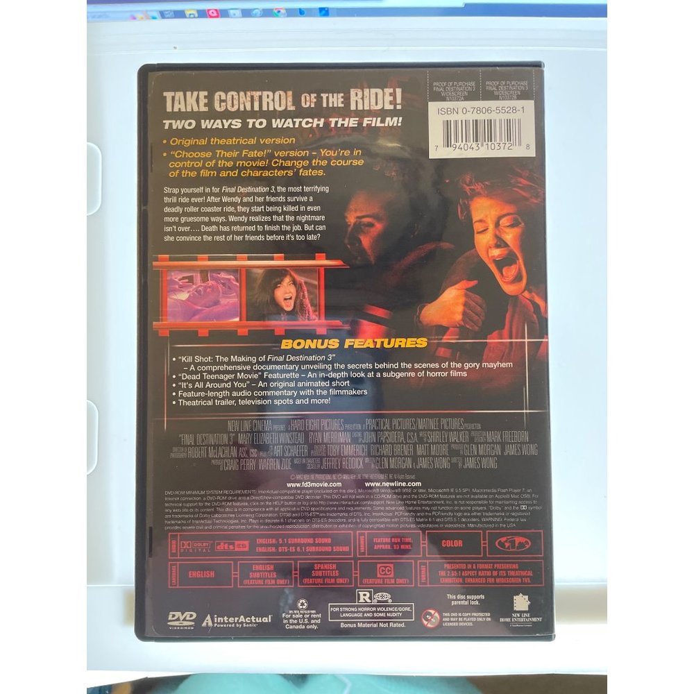Final Destination 3 Movie DVD 2 Disc Thrill Ride Widescreen Edition - Picture 2 of 6